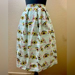 Unique Vintage Mint Green Avocado Print Jayne Swing Skirt Size 14/XL